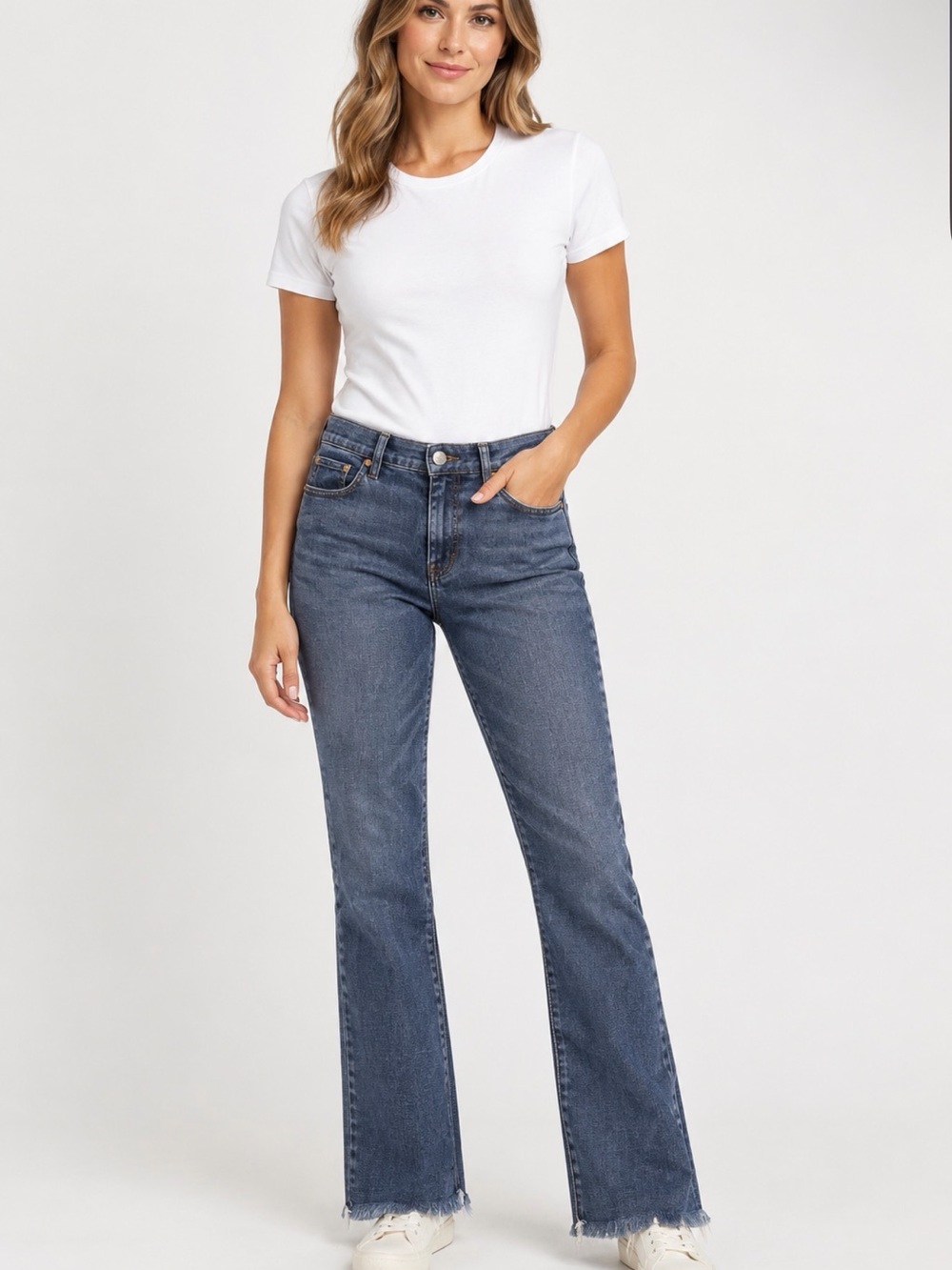 Tory Burch Mid-Blue High-Rise Flare Jeans